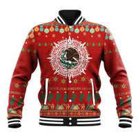 Mexico Merry Christmas Baseball Jacket Mexican Cultural Emblem Xmas Style - Polynesian Pride
