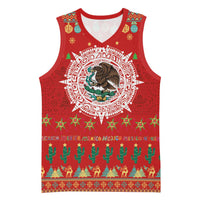 Mexico Merry Christmas Basketball Jersey Mexican Cultural Emblem Xmas Style - Polynesian Pride