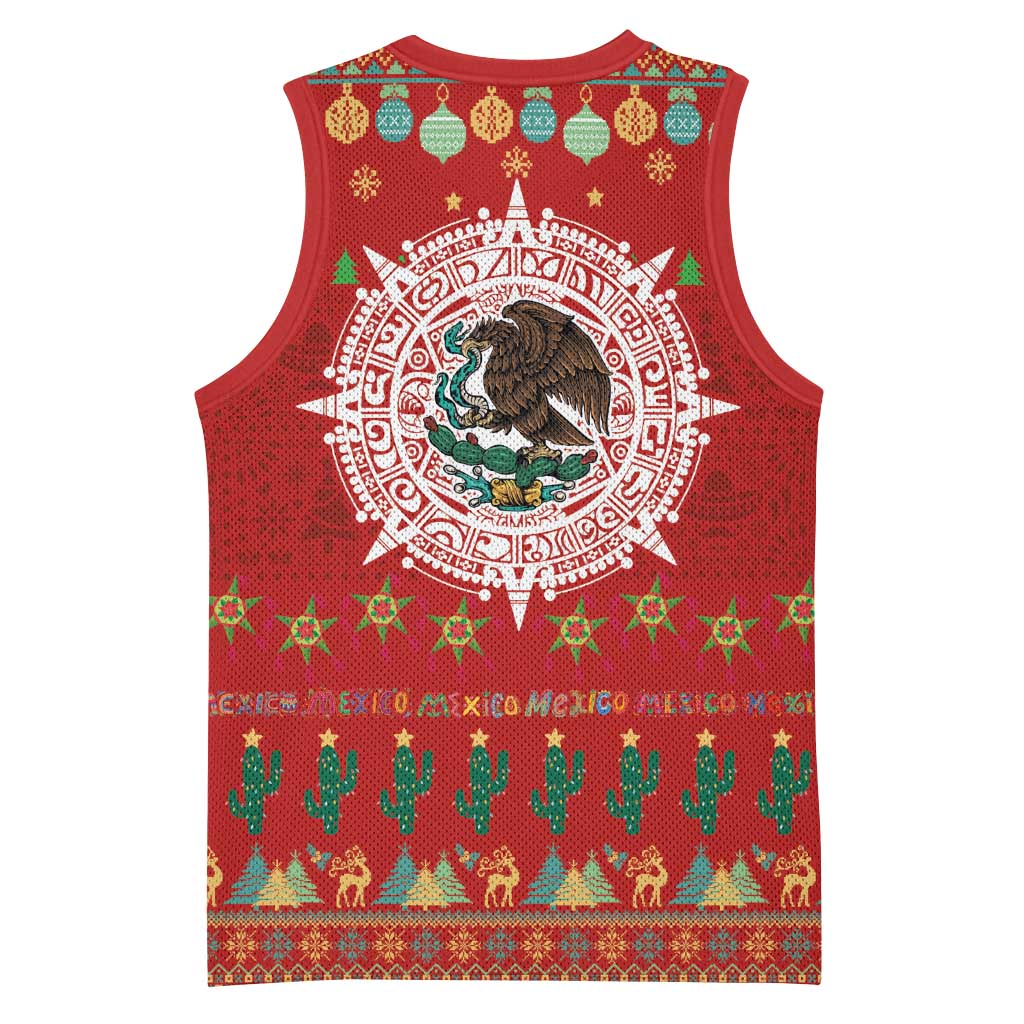 Mexico Merry Christmas Basketball Jersey Mexican Cultural Emblem Xmas Style - Polynesian Pride