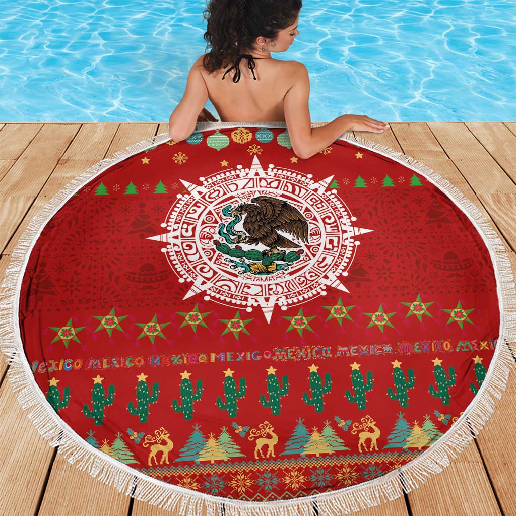 Mexico Merry Christmas Beach Blanket Mexican Cultural Emblem Xmas Style - Polynesian Pride