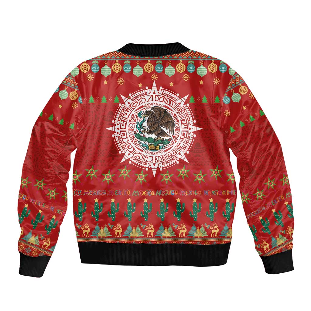 Mexico Merry Christmas Bomber Jacket Mexican Cultural Emblem Xmas Style - Polynesian Pride