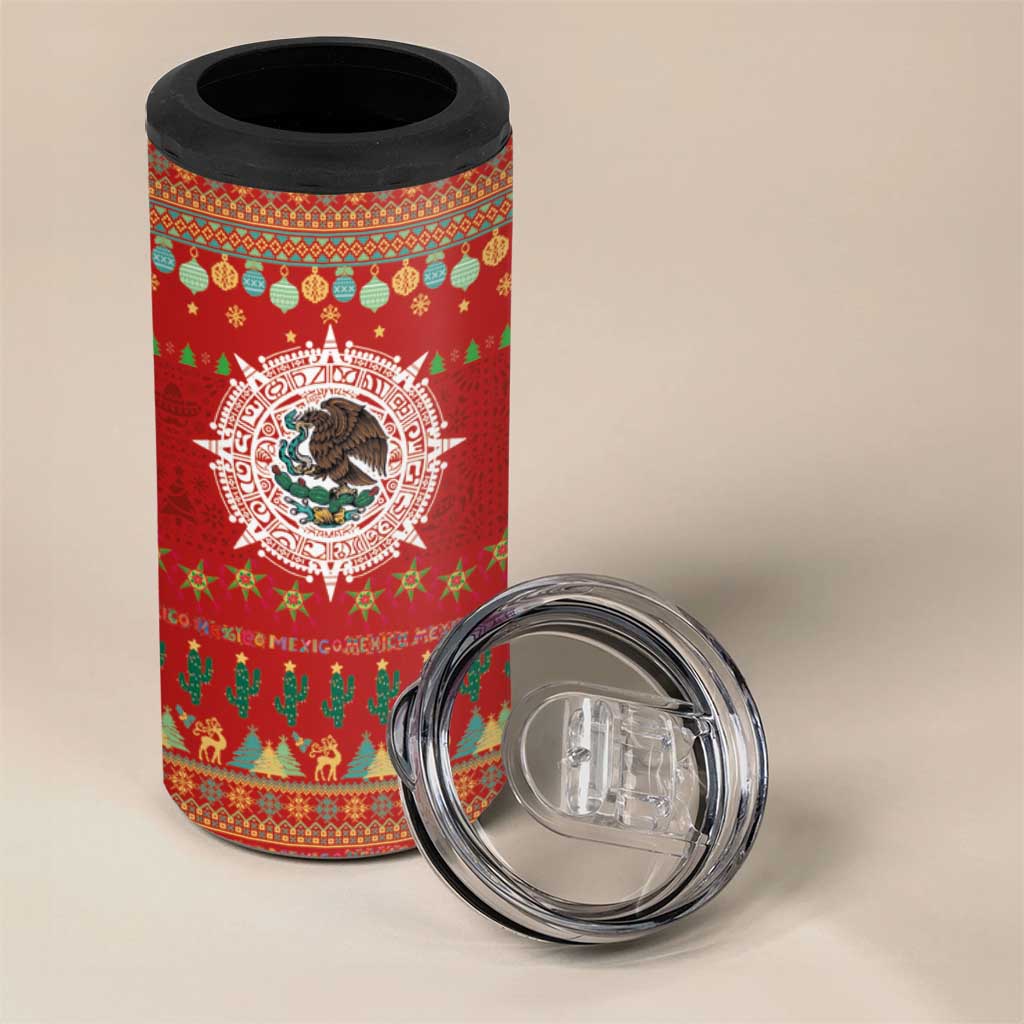 Mexico Merry Christmas 4 in 1 Can Cooler Tumbler Mexican Cultural Emblem Xmas Style - Polynesian Pride