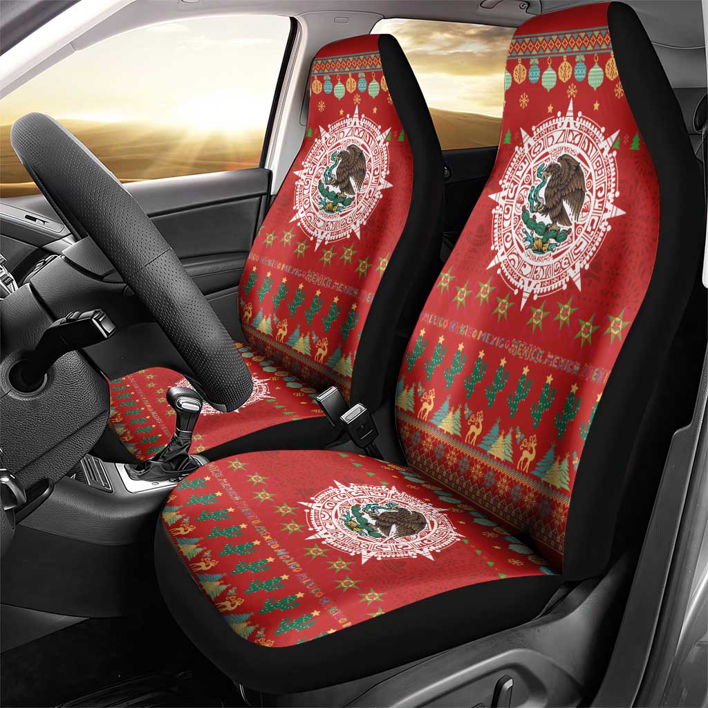 Mexico Merry Christmas Car Seat Cover Mexican Cultural Emblem Xmas Style - Polynesian Pride
