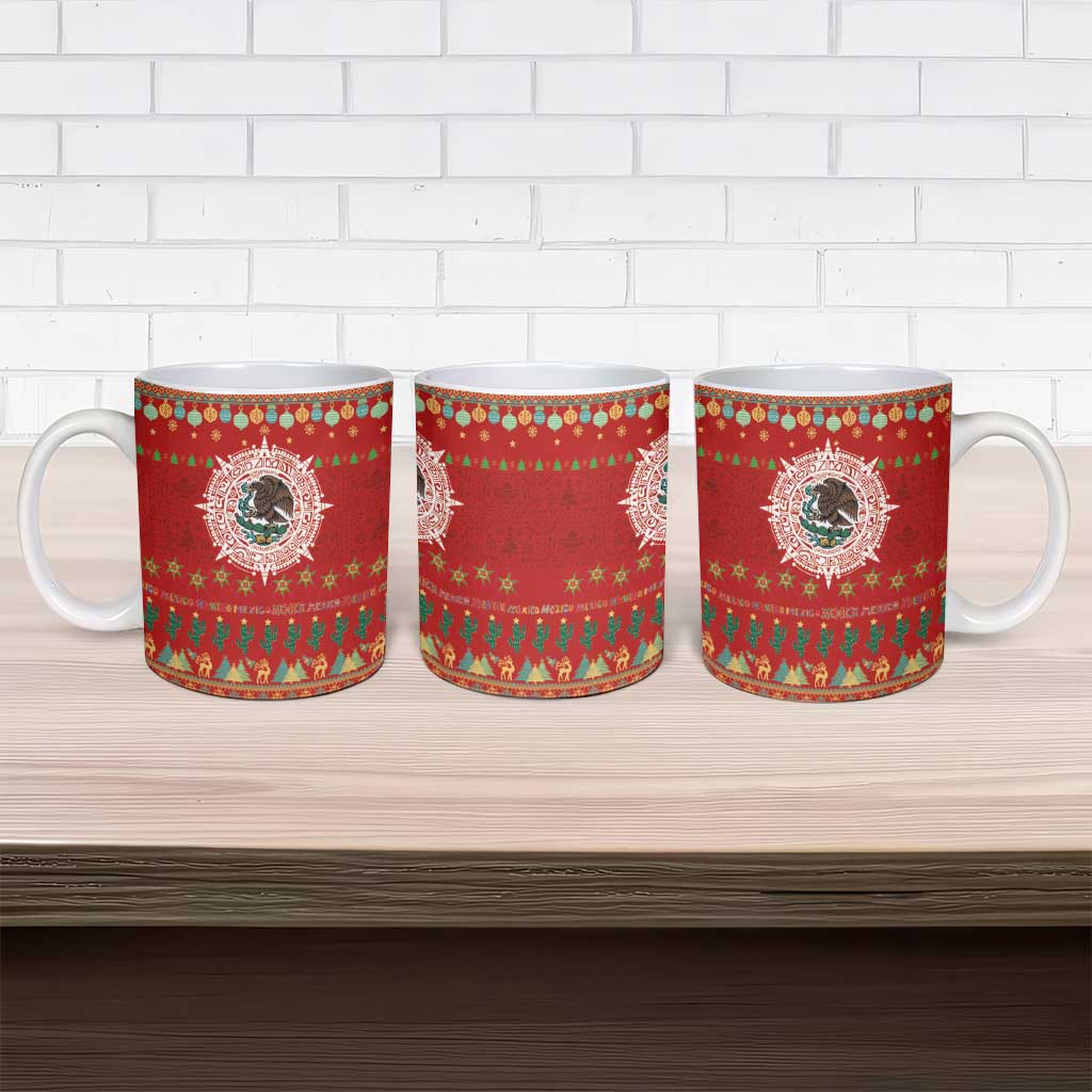 Mexico Merry Christmas Ceramic Mug Mexican Cultural Emblem Xmas Style - Polynesian Pride
