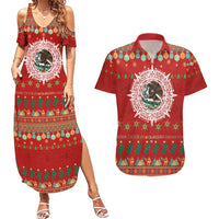 Mexico Merry Christmas Couples Matching Summer Maxi Dress and Hawaiian Shirt Mexican Cultural Emblem Xmas Style - Polynesian Pride