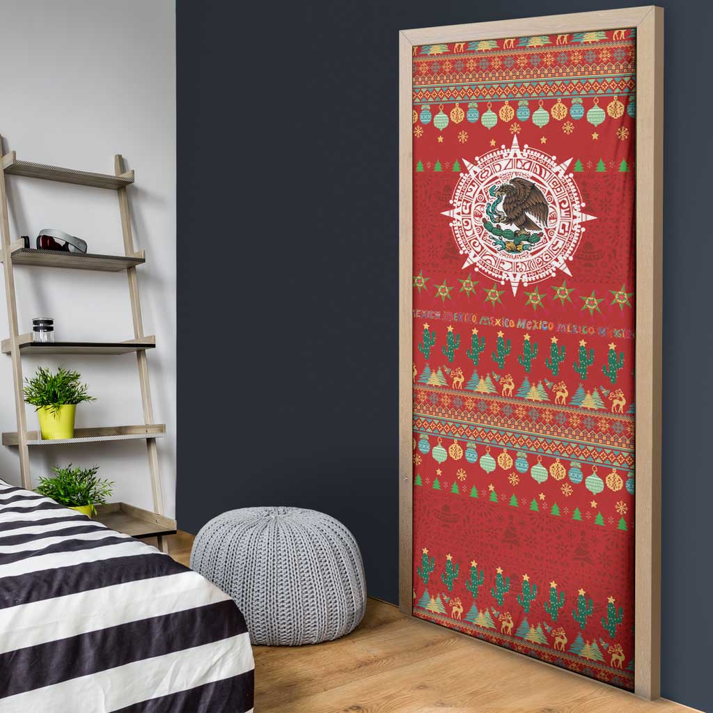 Mexico Merry Christmas Door Cover Mexican Cultural Emblem Xmas Style - Polynesian Pride