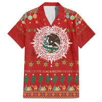 Mexico Merry Christmas Family Matching Off The Shoulder Long Sleeve Dress and Hawaiian Shirt Mexican Cultural Emblem Xmas Style - Polynesian Pride