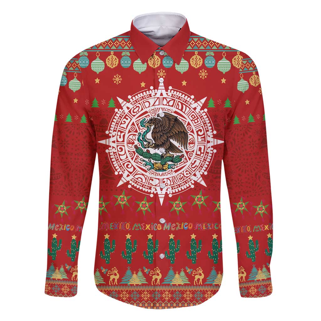 Mexico Merry Christmas Family Matching Off Shoulder Maxi Dress and Hawaiian Shirt Mexican Cultural Emblem Xmas Style - Polynesian Pride