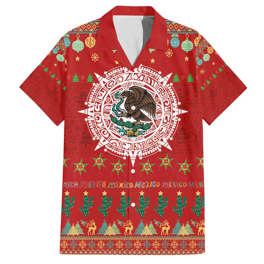 Mexico Merry Christmas Family Matching Puletasi and Hawaiian Shirt Mexican Cultural Emblem Xmas Style - Polynesian Pride