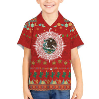Mexico Merry Christmas Family Matching Short Sleeve Bodycon Dress and Hawaiian Shirt Mexican Cultural Emblem Xmas Style - Polynesian Pride