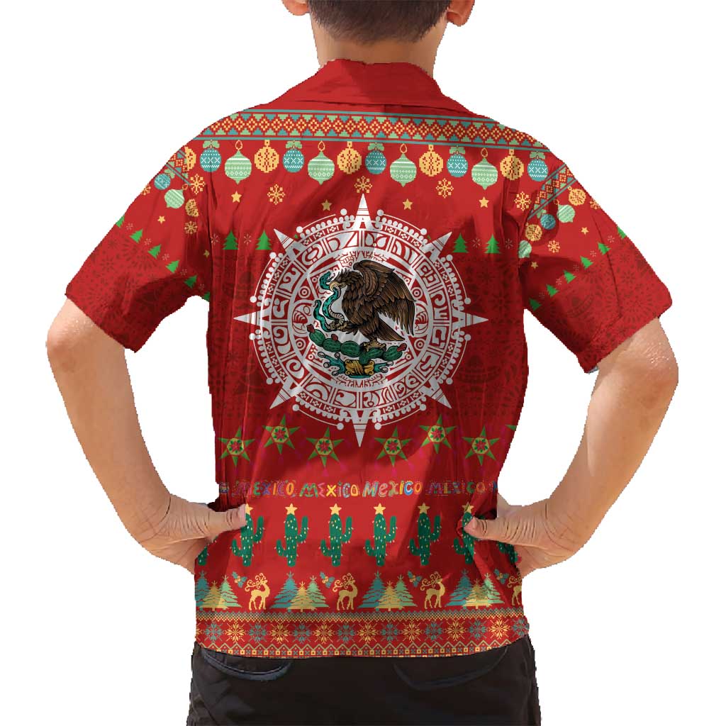 Mexico Merry Christmas Family Matching Summer Maxi Dress and Hawaiian Shirt Mexican Cultural Emblem Xmas Style - Polynesian Pride