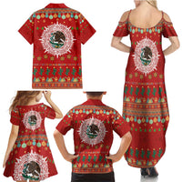 Mexico Merry Christmas Family Matching Summer Maxi Dress and Hawaiian Shirt Mexican Cultural Emblem Xmas Style - Polynesian Pride