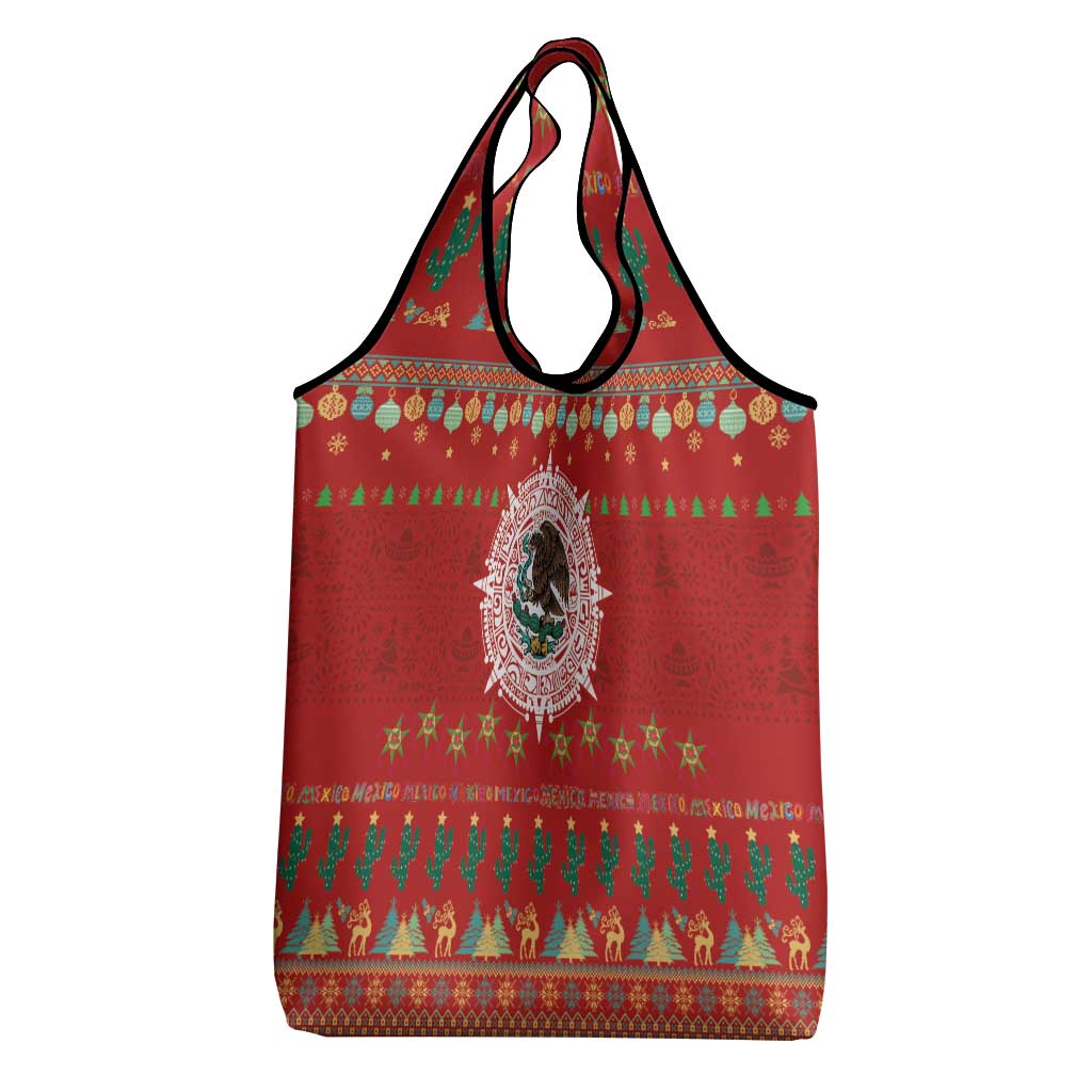 Mexico Merry Christmas Grocery Bag Mexican Cultural Emblem Xmas Style - Polynesian Pride