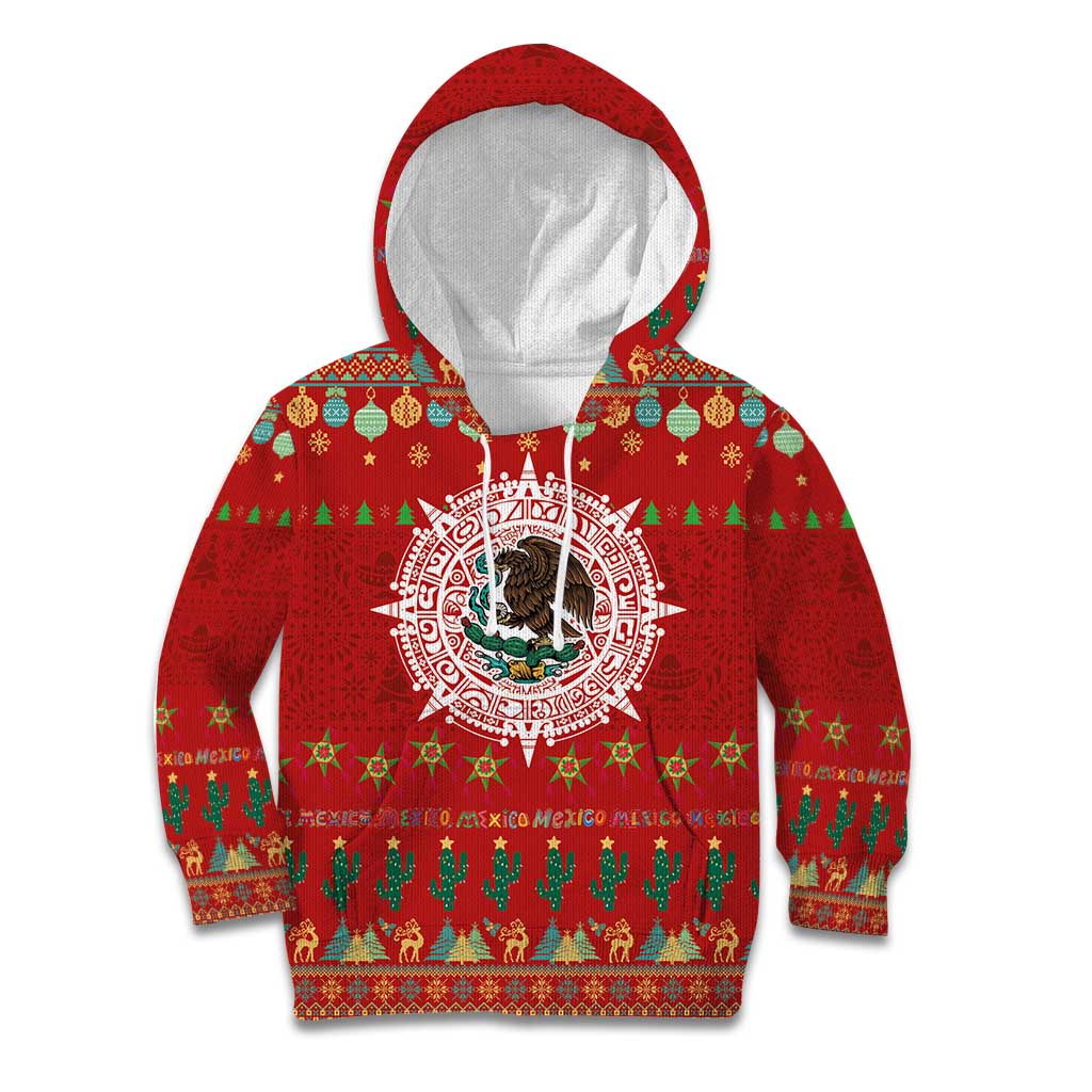 Mexico Merry Christmas Kid Hoodie Mexican Cultural Emblem Xmas Style - Polynesian Pride