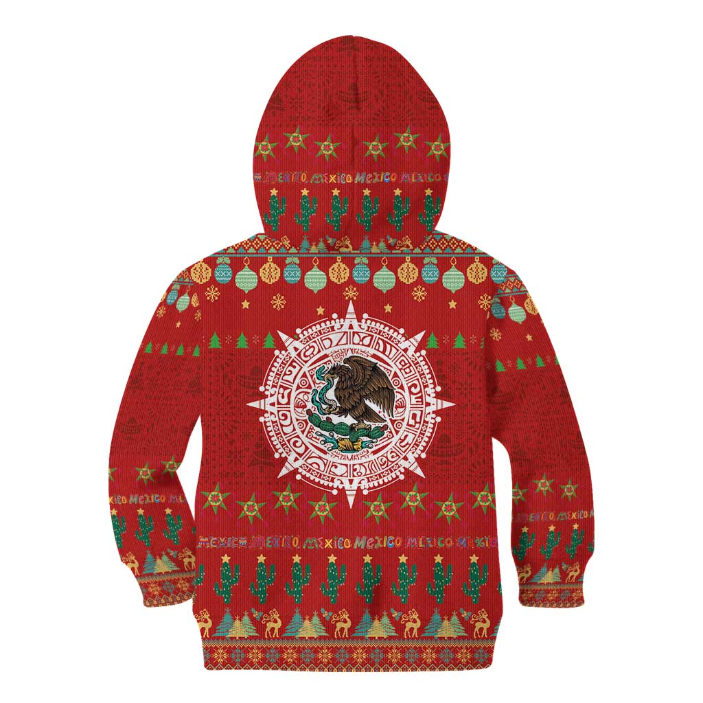 Mexico Merry Christmas Kid Hoodie Mexican Cultural Emblem Xmas Style - Polynesian Pride