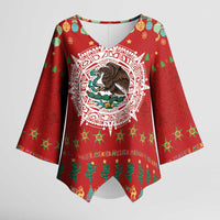 Mexico Merry Christmas Kimono Sleeve Blouse Mexican Cultural Emblem Xmas Style - Polynesian Pride