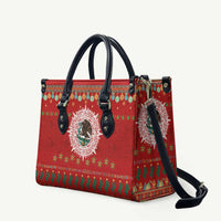 Mexico Merry Christmas Leather Bag Mexican Cultural Emblem Xmas Style - Polynesian Pride