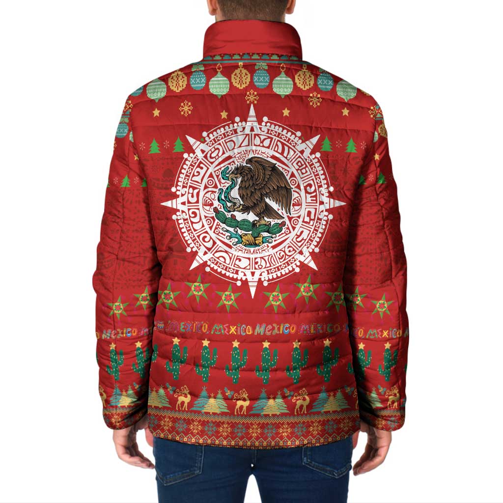 Mexico Merry Christmas Padded Jacket Mexican Cultural Emblem Xmas Style - Polynesian Pride