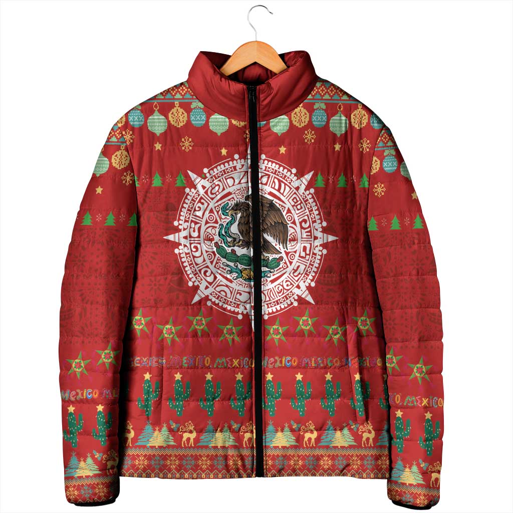 Mexico Merry Christmas Padded Jacket Mexican Cultural Emblem Xmas Style - Polynesian Pride