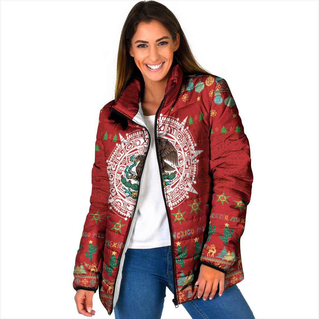 Mexico Merry Christmas Padded Jacket Mexican Cultural Emblem Xmas Style - Polynesian Pride