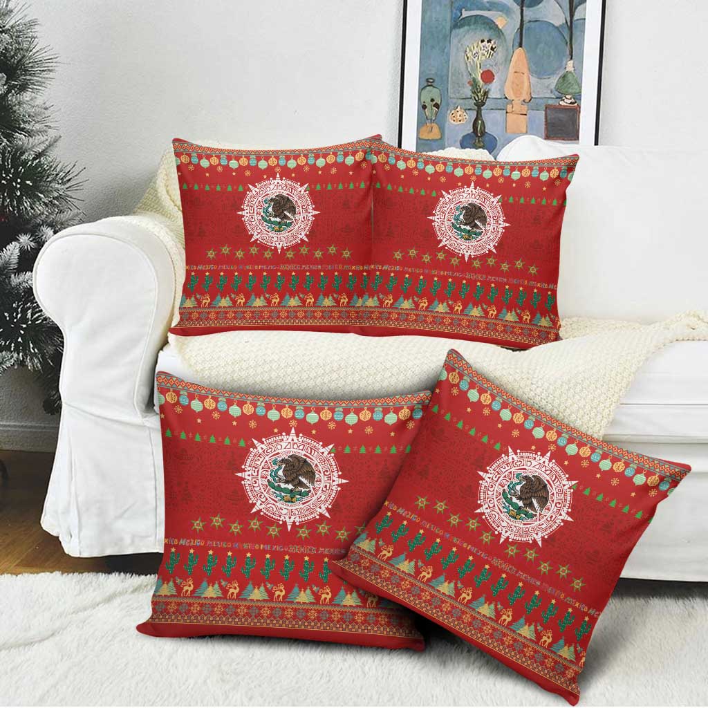 Mexico Merry Christmas Pillow Cover Mexican Cultural Emblem Xmas Style - Polynesian Pride