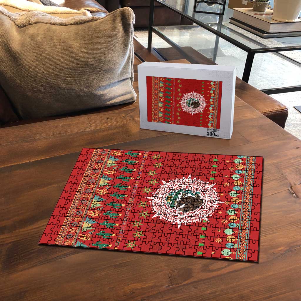 Mexico Merry Christmas Puzzle Mexican Cultural Emblem Xmas Style - Polynesian Pride