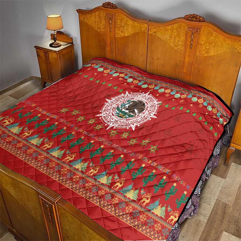 Mexico Merry Christmas Quilt Mexican Cultural Emblem Xmas Style - Polynesian Pride