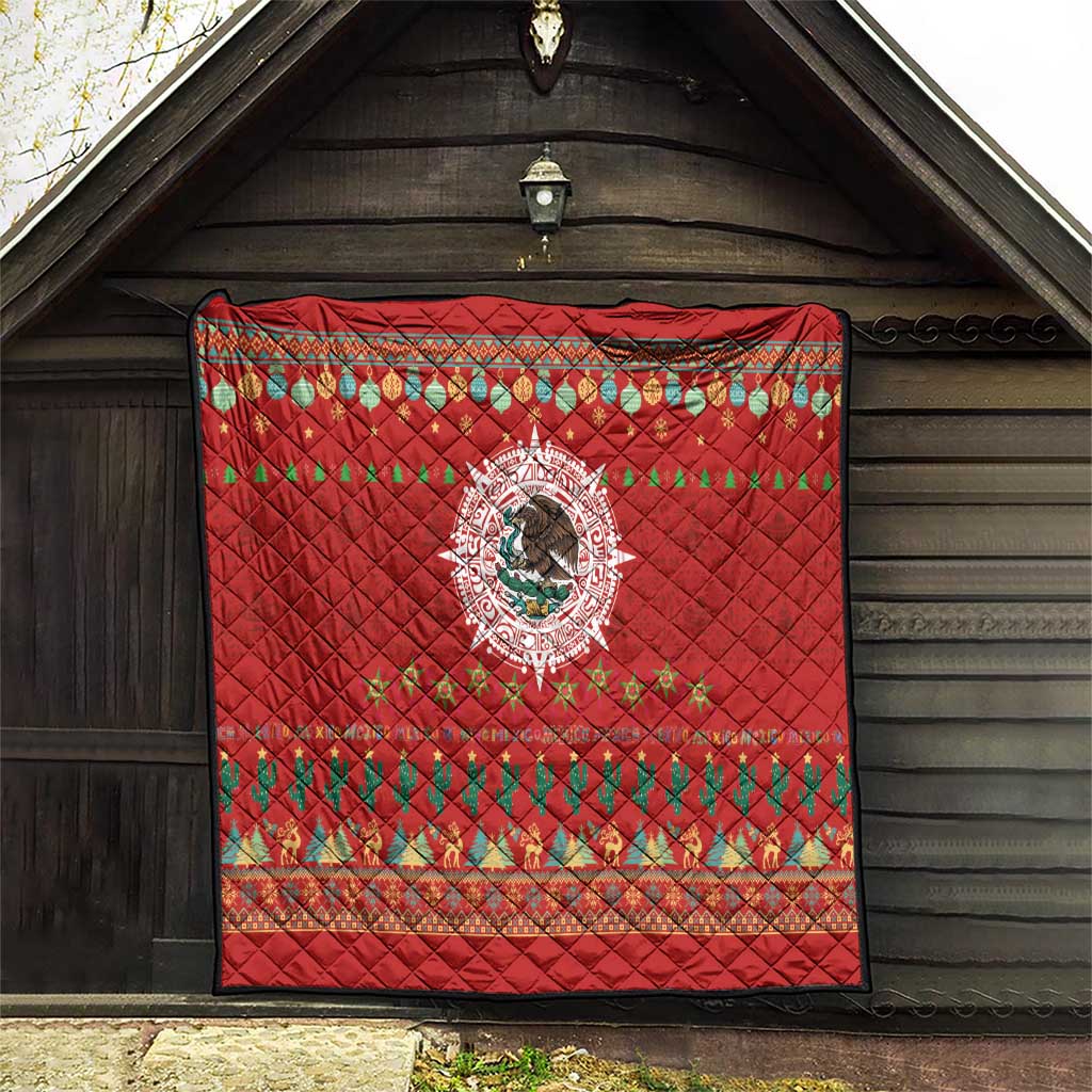 Mexico Merry Christmas Quilt Mexican Cultural Emblem Xmas Style - Polynesian Pride