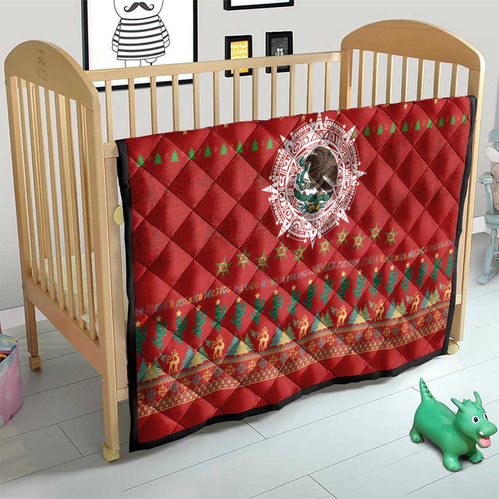 Mexico Merry Christmas Quilt Mexican Cultural Emblem Xmas Style - Polynesian Pride