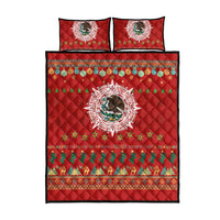 Mexico Merry Christmas Quilt Bed Set Mexican Cultural Emblem Xmas Style - Polynesian Pride
