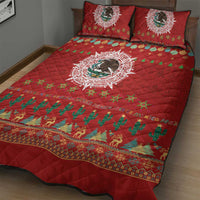 Mexico Merry Christmas Quilt Bed Set Mexican Cultural Emblem Xmas Style - Polynesian Pride