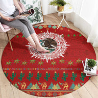 Mexico Merry Christmas Round Carpet Mexican Cultural Emblem Xmas Style - Polynesian Pride