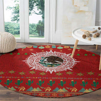 Mexico Merry Christmas Round Carpet Mexican Cultural Emblem Xmas Style - Polynesian Pride