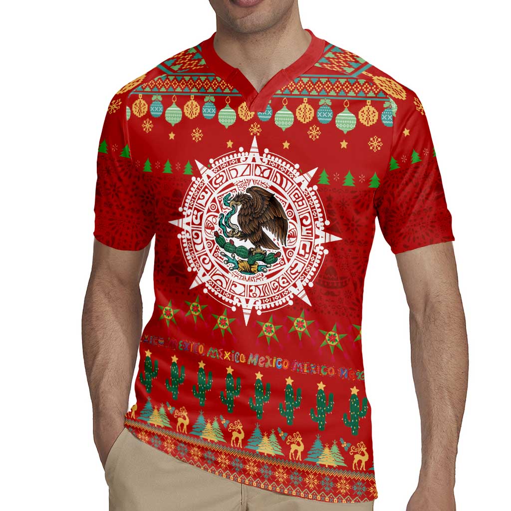 Mexico Merry Christmas Rugby Jersey Mexican Cultural Emblem Xmas Style - Polynesian Pride