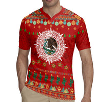 Mexico Merry Christmas Rugby Jersey Mexican Cultural Emblem Xmas Style - Polynesian Pride