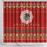 Mexico Merry Christmas Shower Curtain Mexican Cultural Emblem Xmas Style - Polynesian Pride