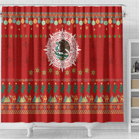 Mexico Merry Christmas Shower Curtain Mexican Cultural Emblem Xmas Style - Polynesian Pride