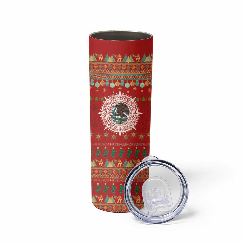Mexico Merry Christmas Skinny Tumbler Mexican Cultural Emblem Xmas Style - Polynesian Pride