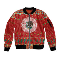 Mexico Merry Christmas Sleeve Zip Bomber Jacket Mexican Cultural Emblem Xmas Style - Polynesian Pride