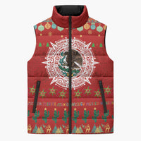 Mexico Merry Christmas Sleeveless Puffer Jacket Mexican Cultural Emblem Xmas Style - Polynesian Pride