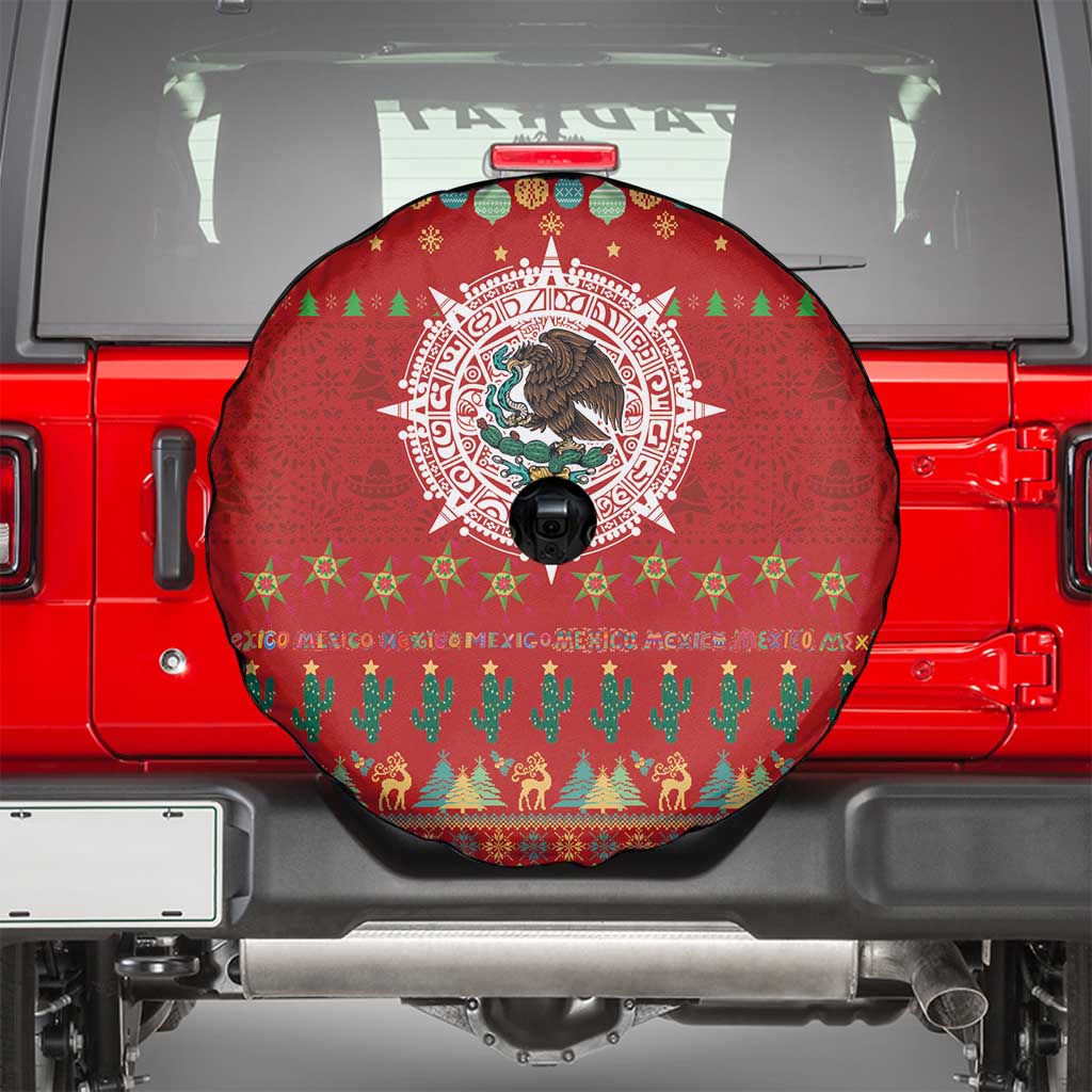 Mexico Merry Christmas Spare Tire Cover Mexican Cultural Emblem Xmas Style - Polynesian Pride
