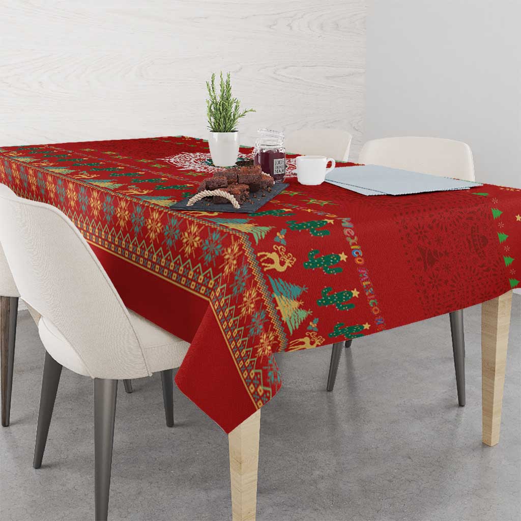 Mexico Merry Christmas Tablecloth Mexican Cultural Emblem Xmas Style - Polynesian Pride