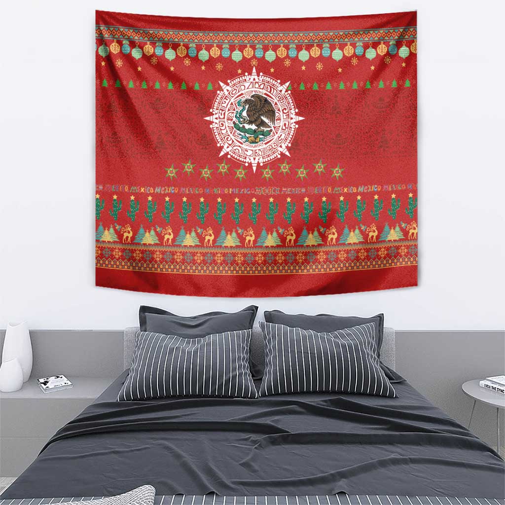 Mexico Merry Christmas Tapestry Mexican Cultural Emblem Xmas Style - Polynesian Pride