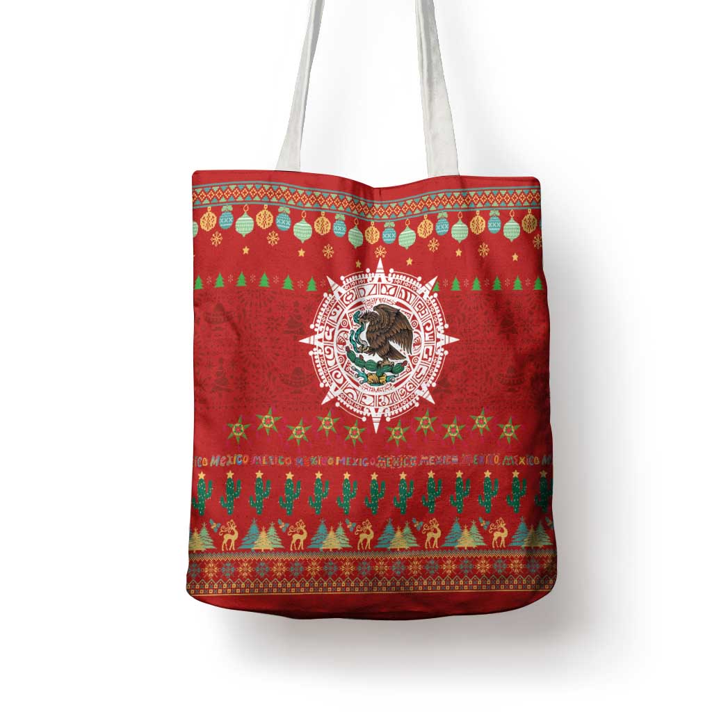 Mexico Merry Christmas Tote Bag Mexican Cultural Emblem Xmas Style - Polynesian Pride
