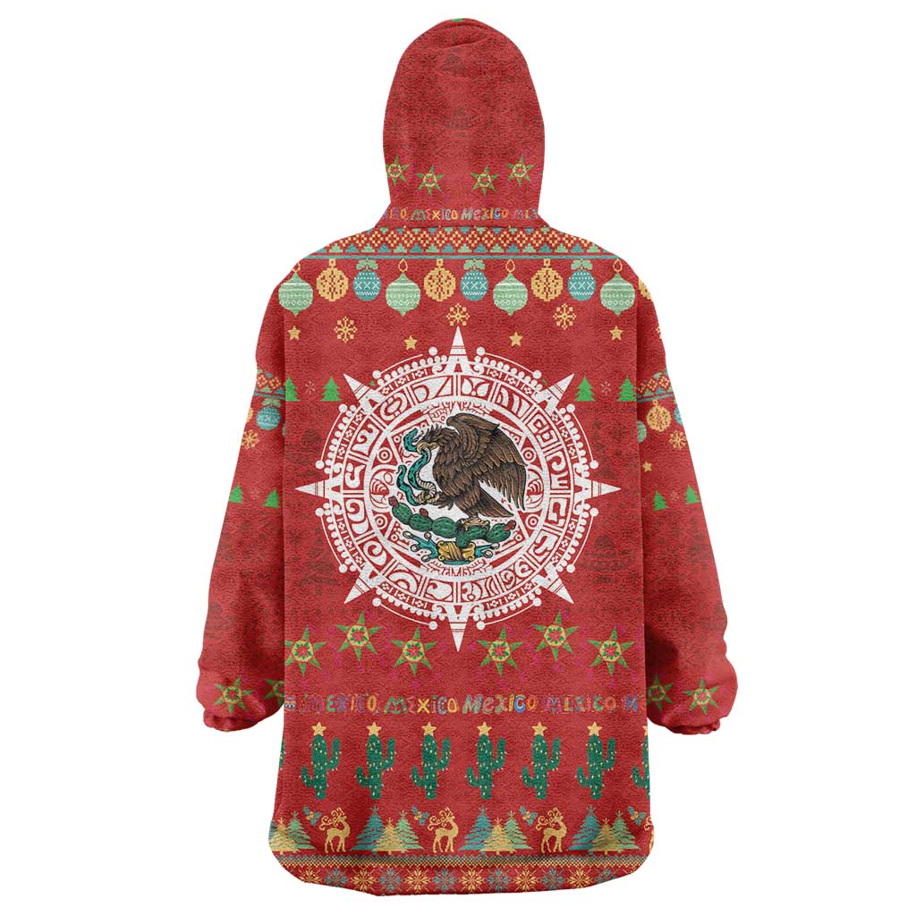 Mexico Merry Christmas Wearable Blanket Hoodie Mexican Cultural Emblem Xmas Style - Polynesian Pride
