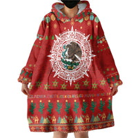 Mexico Merry Christmas Wearable Blanket Hoodie Mexican Cultural Emblem Xmas Style - Polynesian Pride