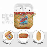 Hawaii Mele Kalikimaka AirPods Case Funny Santa Claus Surfing on Tropical Plants - Polynesian Pride
