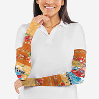 Hawaii Mele Kalikimaka Arm Sleeves Funny Santa Claus Surfing on Tropical Plants - Polynesian Pride