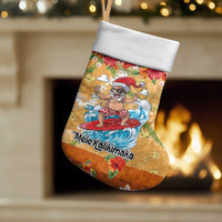 Hawaii Mele Kalikimaka Christmas Stocking Funny Santa Claus Surfing on Tropical Plants - Polynesian Pride
