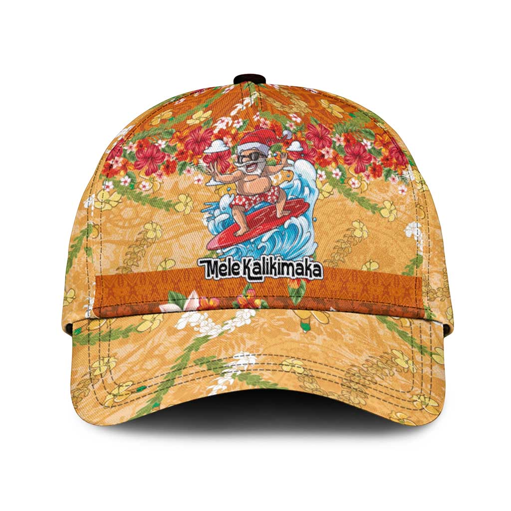 Hawaii Mele Kalikimaka Classic Cap Funny Santa Claus Surfing on Tropical Plants - Polynesian Pride